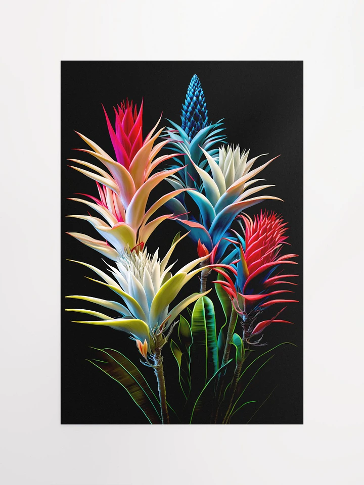 Exotic Aechmea Bromeliads - Vibrant Tropical Flower Art Print Matte Poster product image (2)