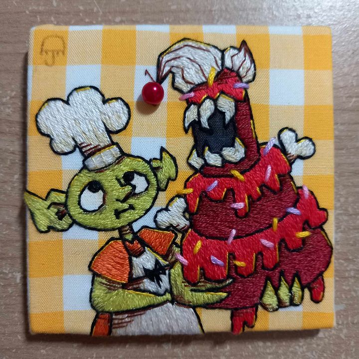 Silly Goblin Baker Embroidery Square product image (2)