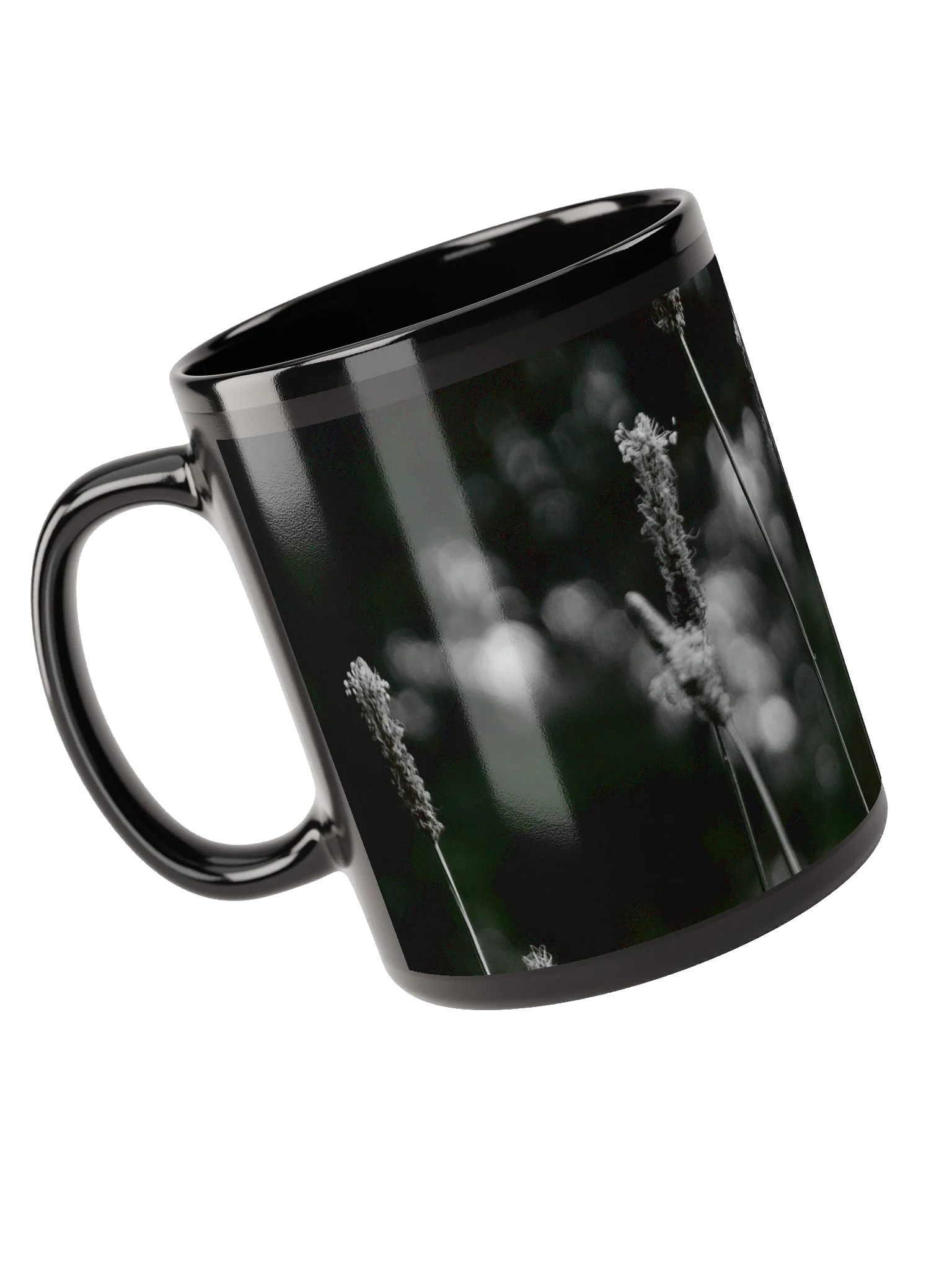 Keramiktasse schwarz - Wildblumen schwarzweiß product image (3)