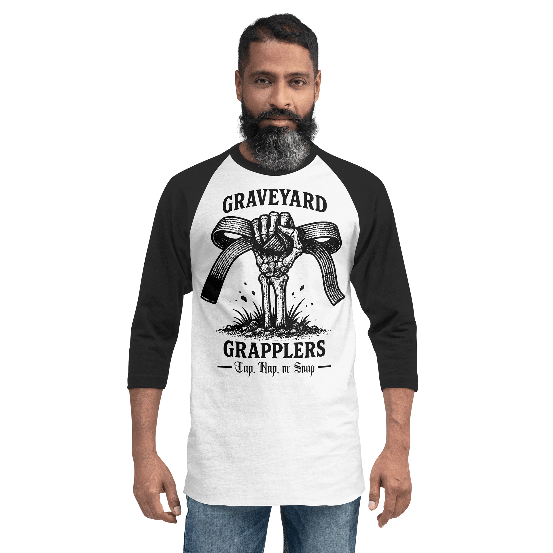 Graveyard Grapplers Raglan | White/Black product image (2)