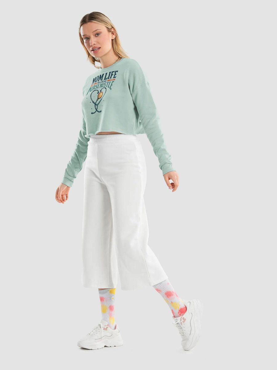 Mom Nurse Hustle Heartbeat Crop Sweatshirt product image (35)