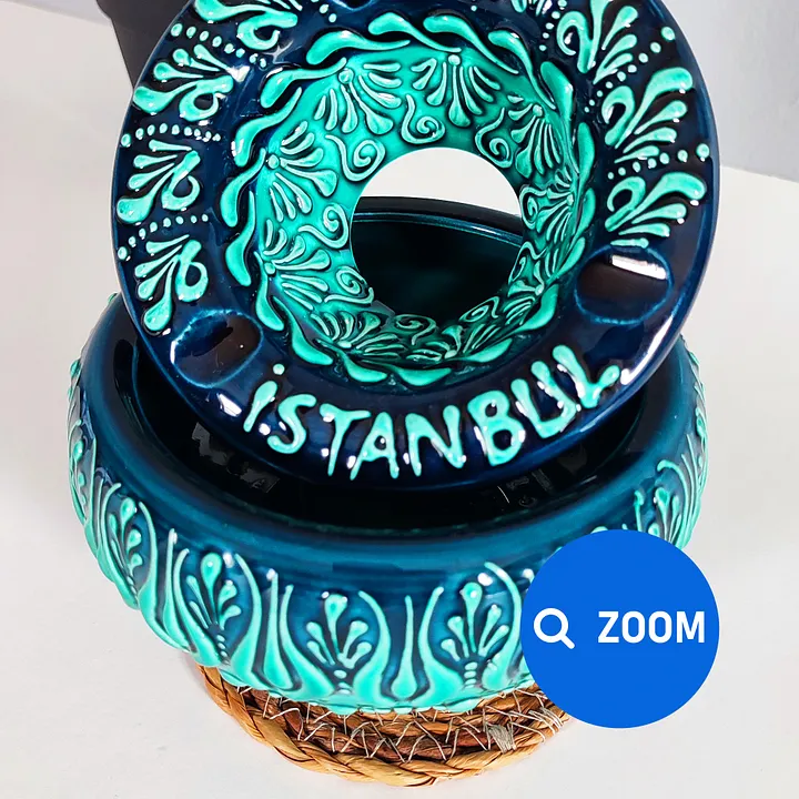Ceramic ashtray, turquoise/green/emerald — handmade pottery product image (2)