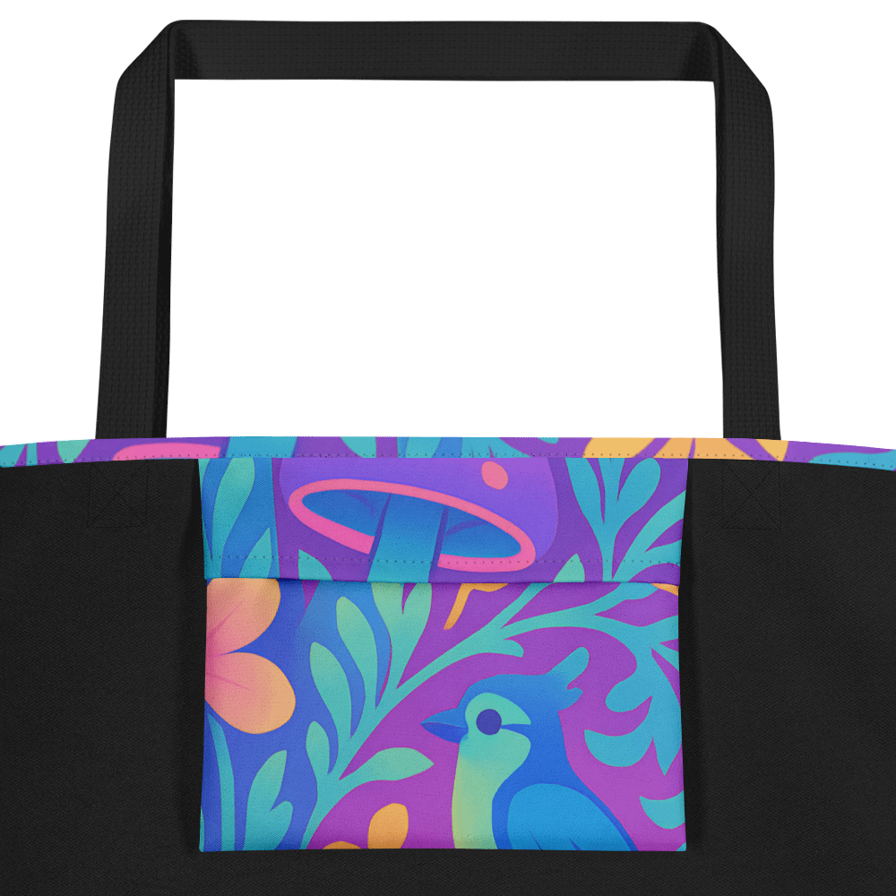 Chillwave Bunny & Bluebird Floral Tote Bag – Colorful Cute Aesthetic Reusable Bag with inside Pocket product image (2)