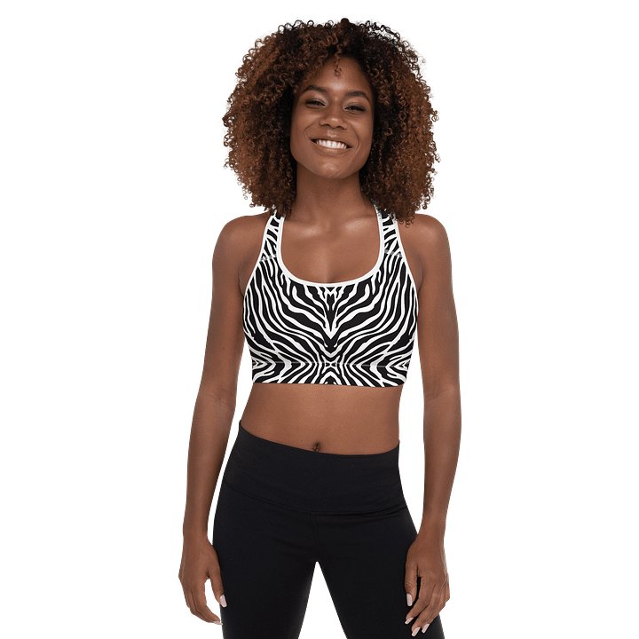 White Tiger Stripe Padded Sports Bra product image (1)