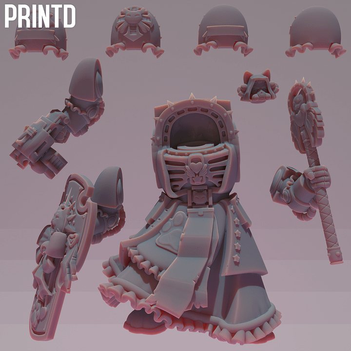 Maid Soldiers Heavy Religious Leader - Grimdark Future Maid Space Warriors Multipart Resin Model Building Kit Meme Funny Models product image (2)