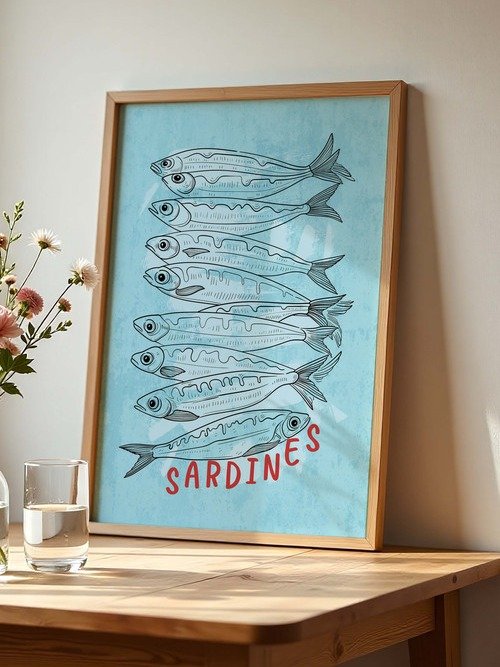 Sardine Wall Art Sardines Tin Fish Poster Colorful Kitchen Print product image (8)