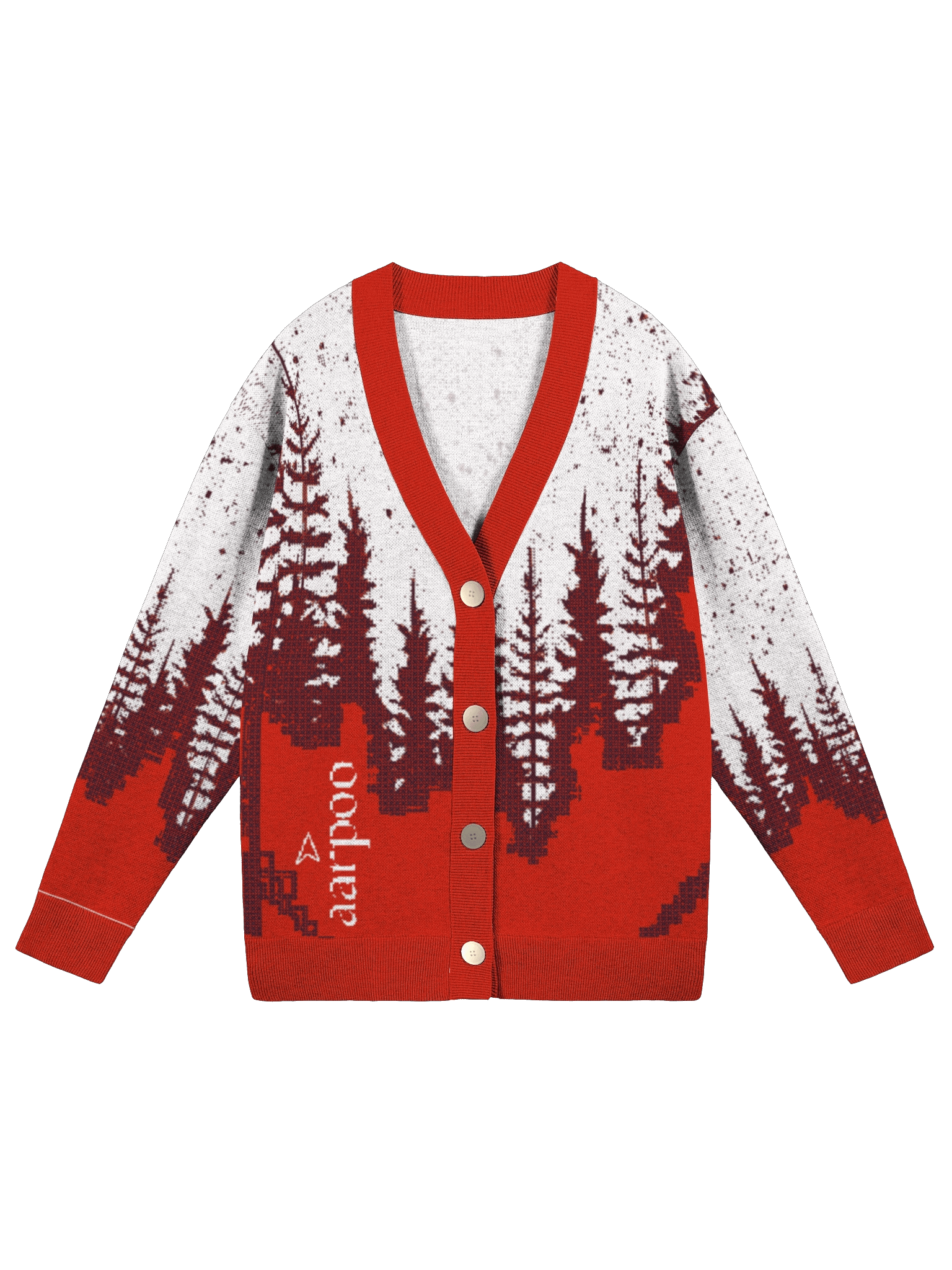 Aarpoo Red Christmas Tree Unisex Knitted Cardigan Without Pocket product image (3)