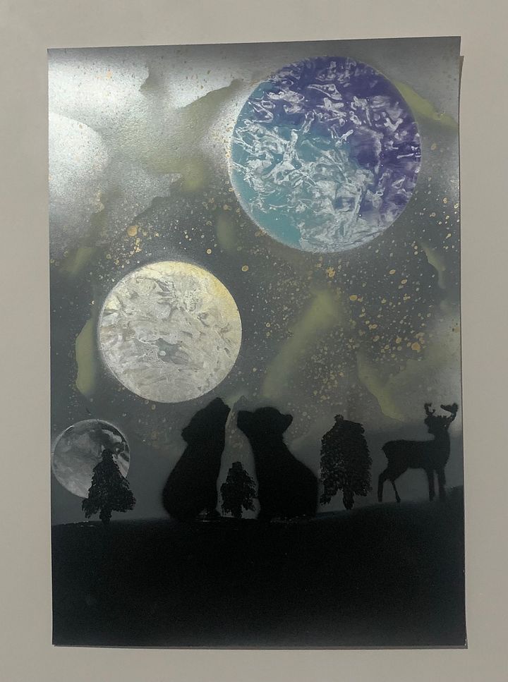 Planet Wolf pray paint art product image (1)
