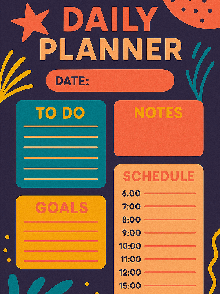 Printable Daily Planner Template – Minimalist PDF Download, Daily Schedule, To-Do List, Productivity Sheet, Goal Organizer product image (2)