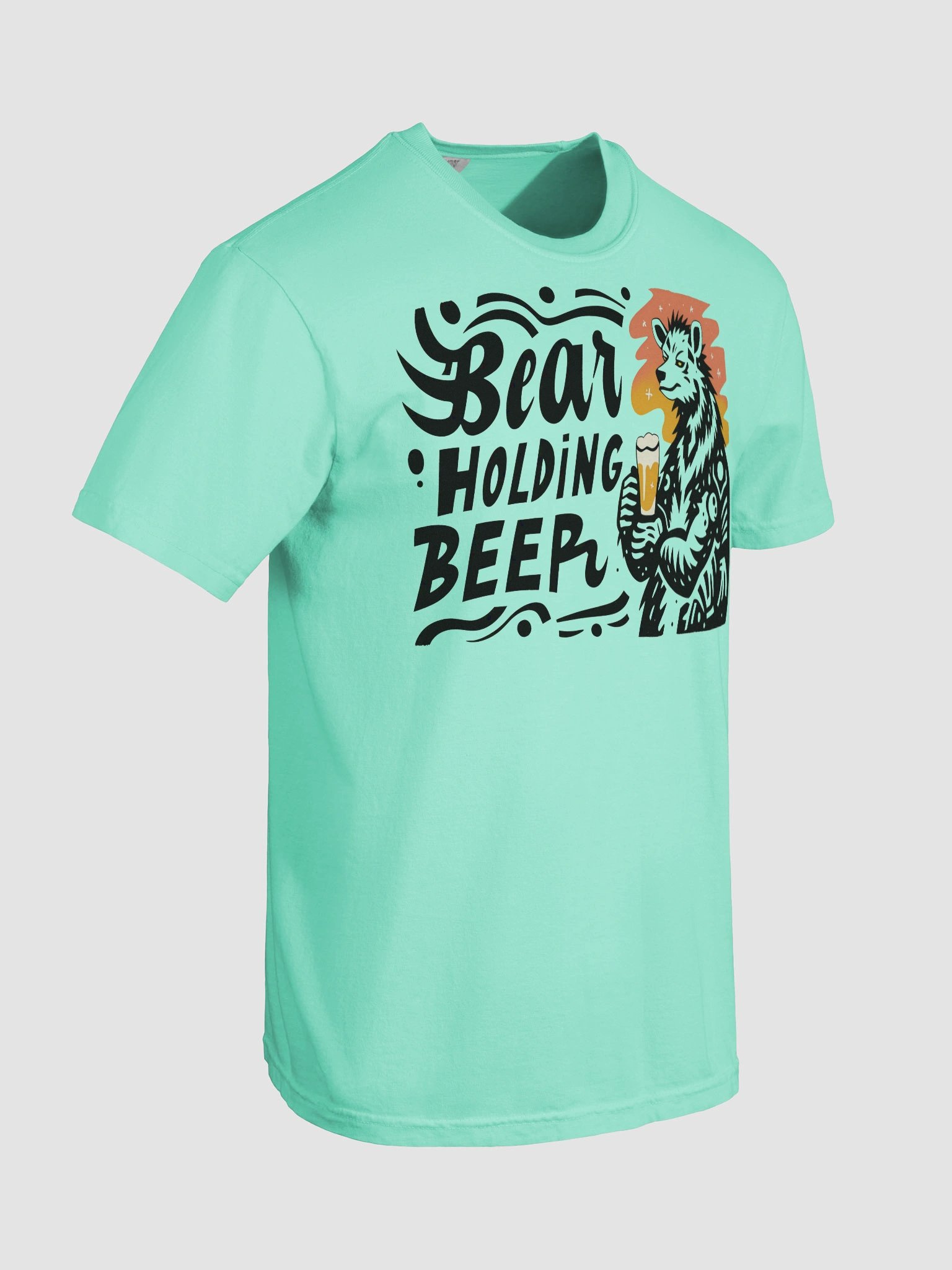 Stylized Bear with Beer Glass | Creative Typography Print Heavyweigh T-Shirt product image (45)