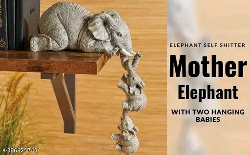 Once & Again Elephant family Showpiece for home decor | living room | bedroom | showpiece | gift home decor showpiece items | antique | home decor items for bedroom | statue for home decor product image (1)