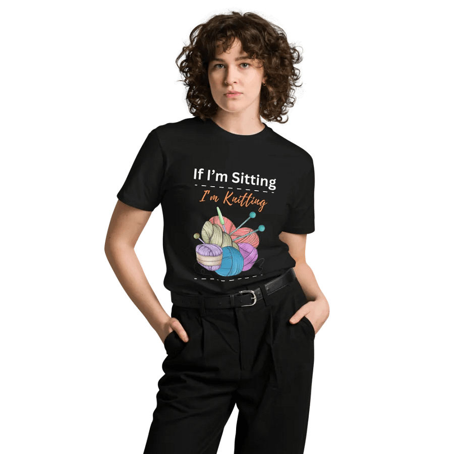 If Im Sitting Knitting Unisex Premium T-Shirt product image (3)