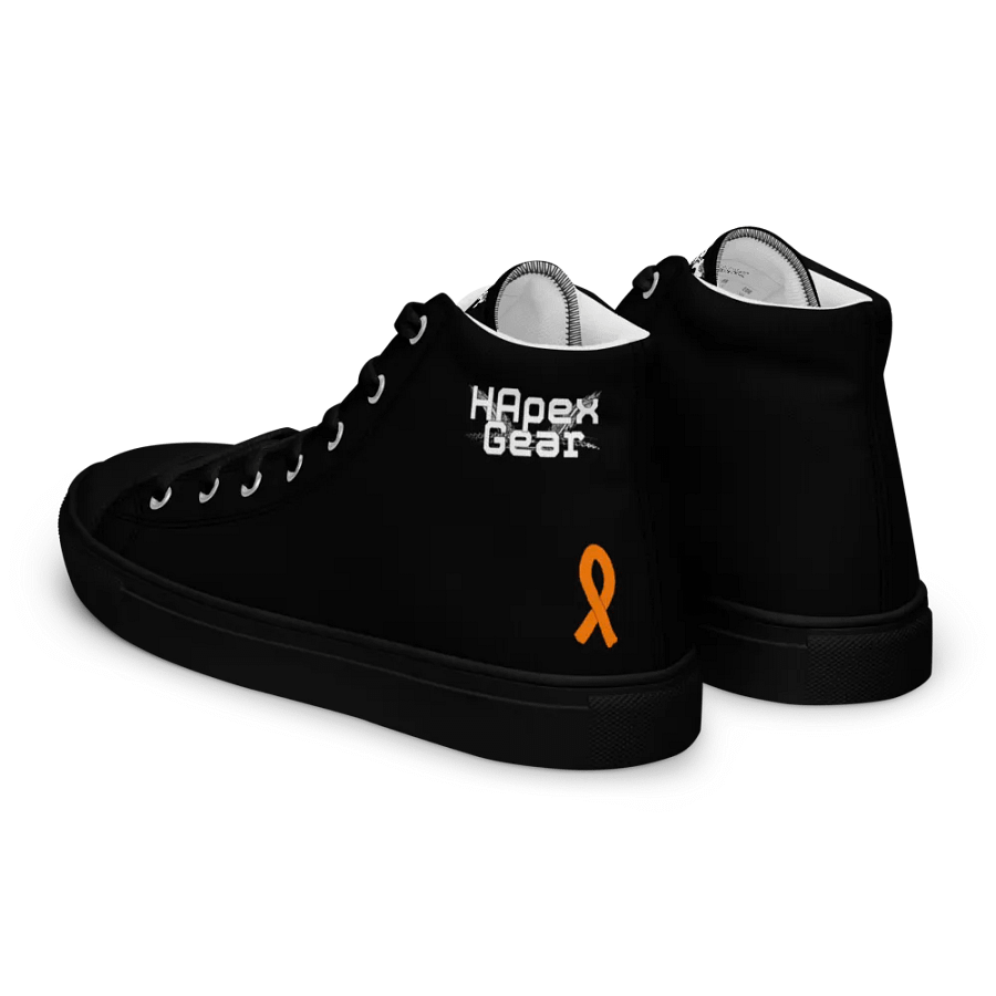 White HApex Gear White Logo Cancer Awareness Orange Ribbon. Black Men's High Top Canvas Shoes product image (6)