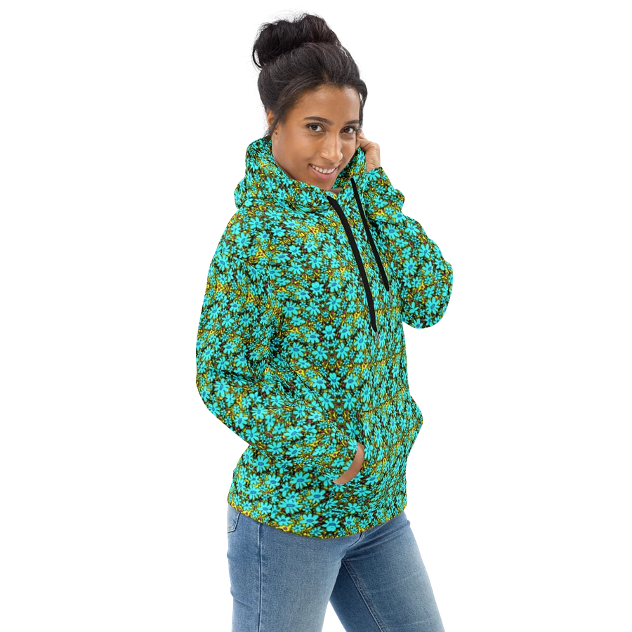 Abstract Distressed Green Flowers on a Grungy Yellow Background Unisex Hoodie product image (1)