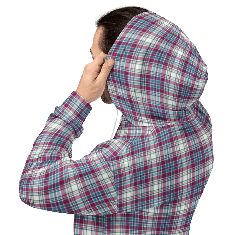Turquoise and Magenta Plaid Hoodie product image (8)