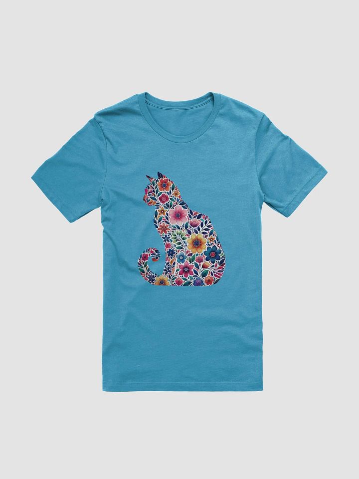 Floral Feline Elegance - Artistic Cat Silhouette T-Shirt product image (1)