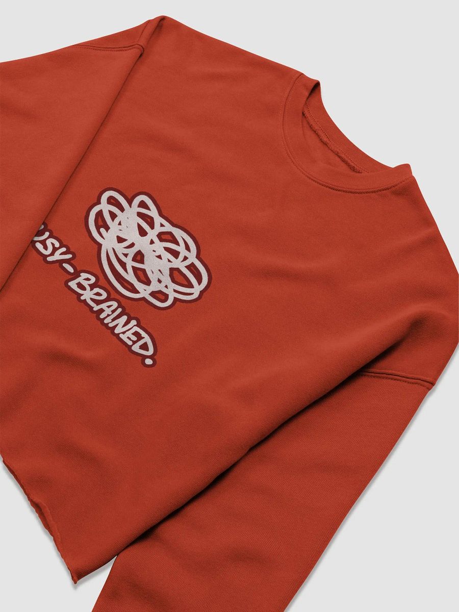 BUSY-BRAINED (lined design, #6D1616) Women's Fleece Crop Sweatshirt product image (13)