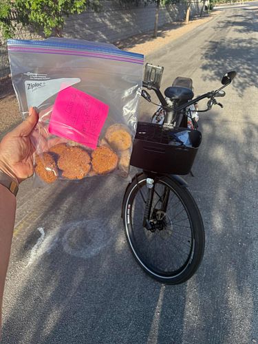 Taking my homemade protein muffins and sugar free cookies, to my brother and my mother ￼ who are half mile down the road. ❤️