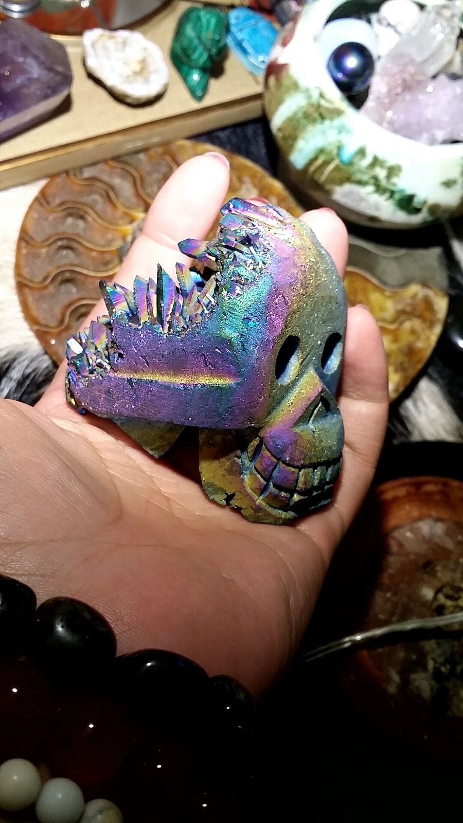 226g Titanium Coated Aura Quartz Skull product image (3)