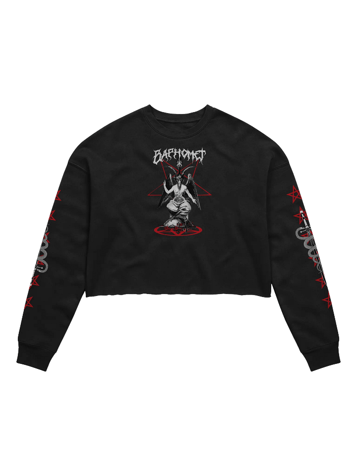 Baphomet Infernal Devotion Women's Fleece Crop Sweatshirt product image (1)
