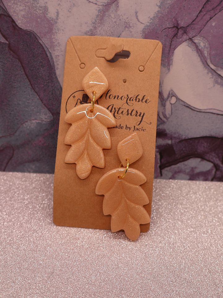 Hanging Leaf Earrings - Polymer Clay product image (2)