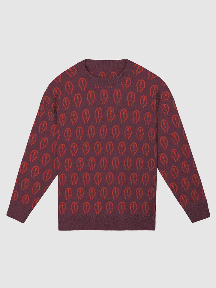 EXCLAIMING MENTALLY (repeating design, duotone red) relaxed knitwear crewneck product image (5)