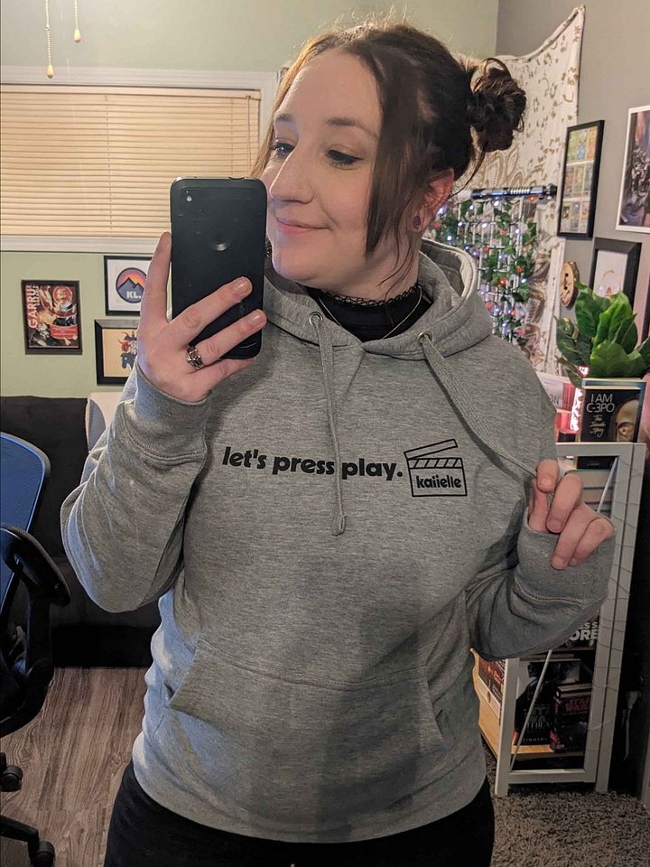 Let's Press Play Hoodie [Dark Text] product image (1)