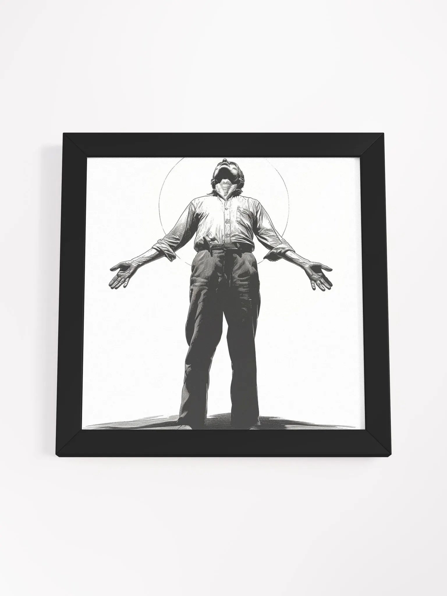 Black and White Drawing of Man Wall Art product image (36)