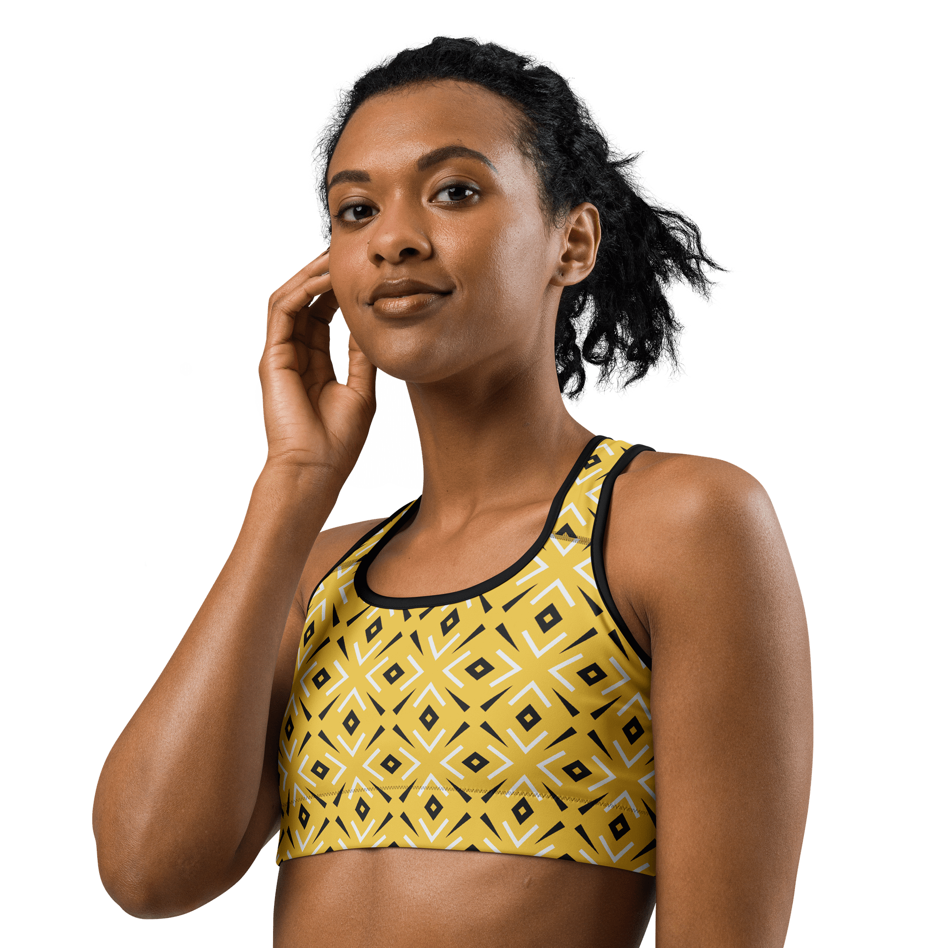 Lemon Lattice Geometric Print Sports Bra product image (2)