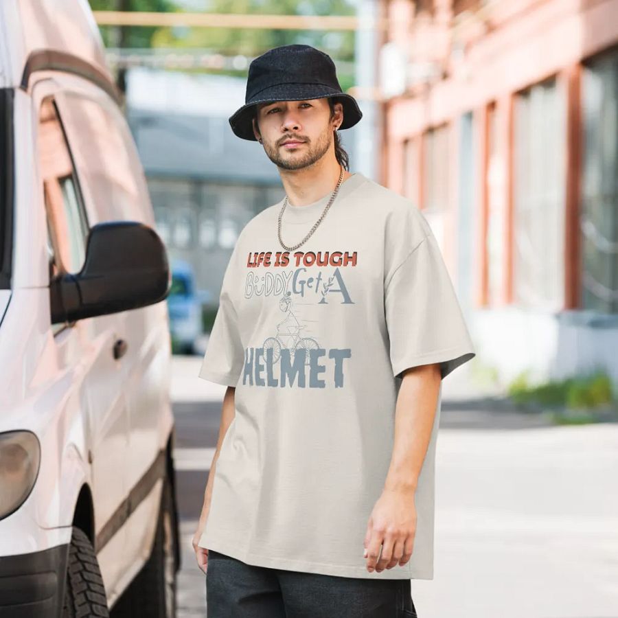 Life is tough buddy, get a helmet faded t-shirt product image (7)