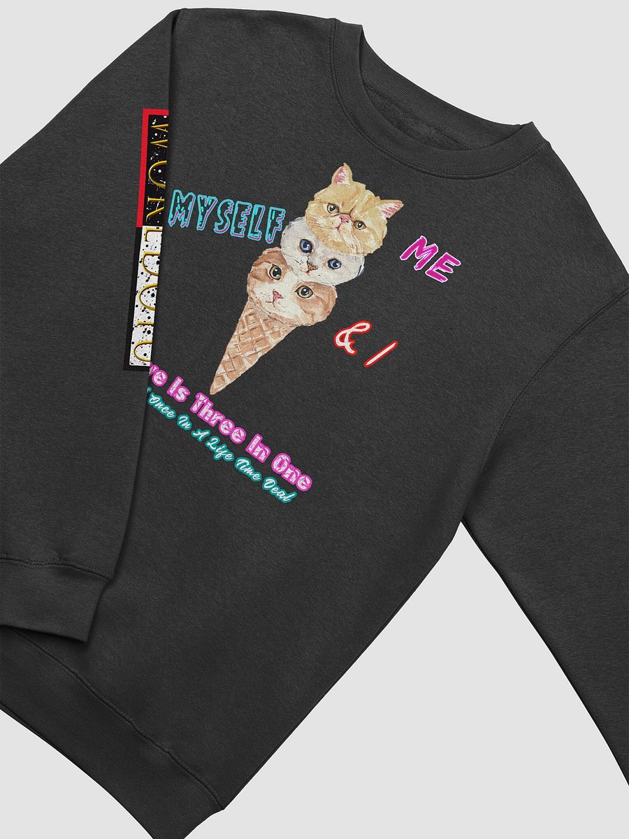 Cat Ice Cream Sweatshirt Me Myself & I Sweater Funny Cat Sweatshirt Triple Cat Ice Cream Cute Kitty Pullover Unique Cat Crewneck product image (3)
