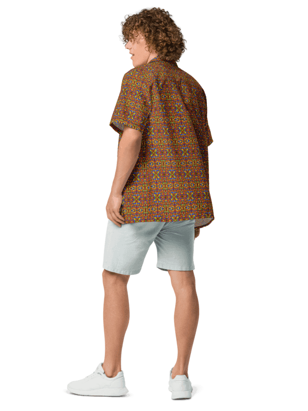 Orange Stained Glass – Vibrant Orange Pattern Hawaiian Shirt product image (4)