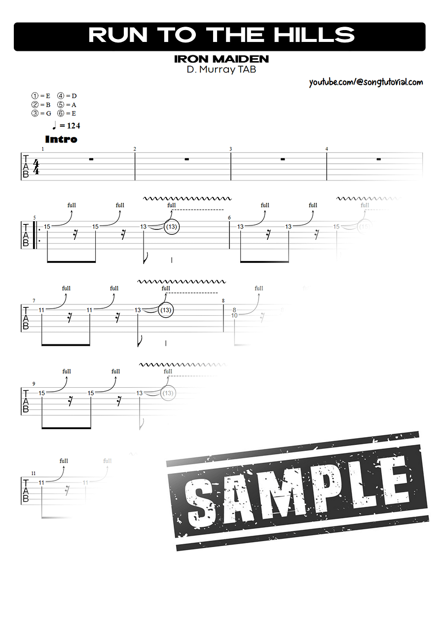 Run to the Hills PDF TAB + Backing Track MP3 product image (2)