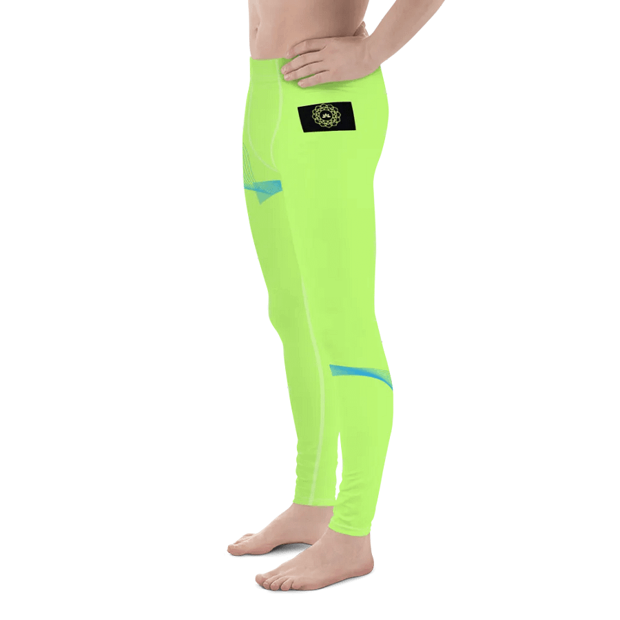 Flowing Blue Wave Men's Leggings_Lime product image (5)