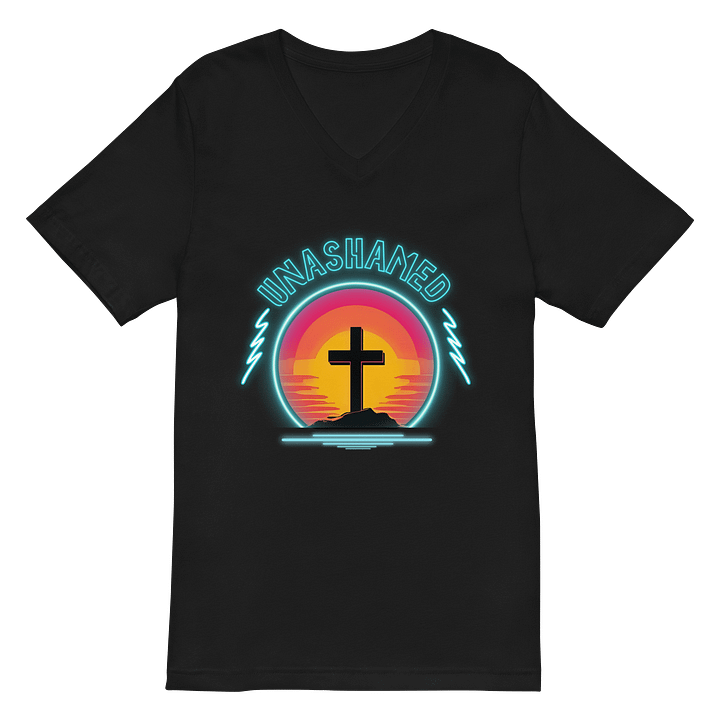 Unashamed Neon Cross V-Neck T-Shirt - Unisex Bella + Canvas fit product image (2)
