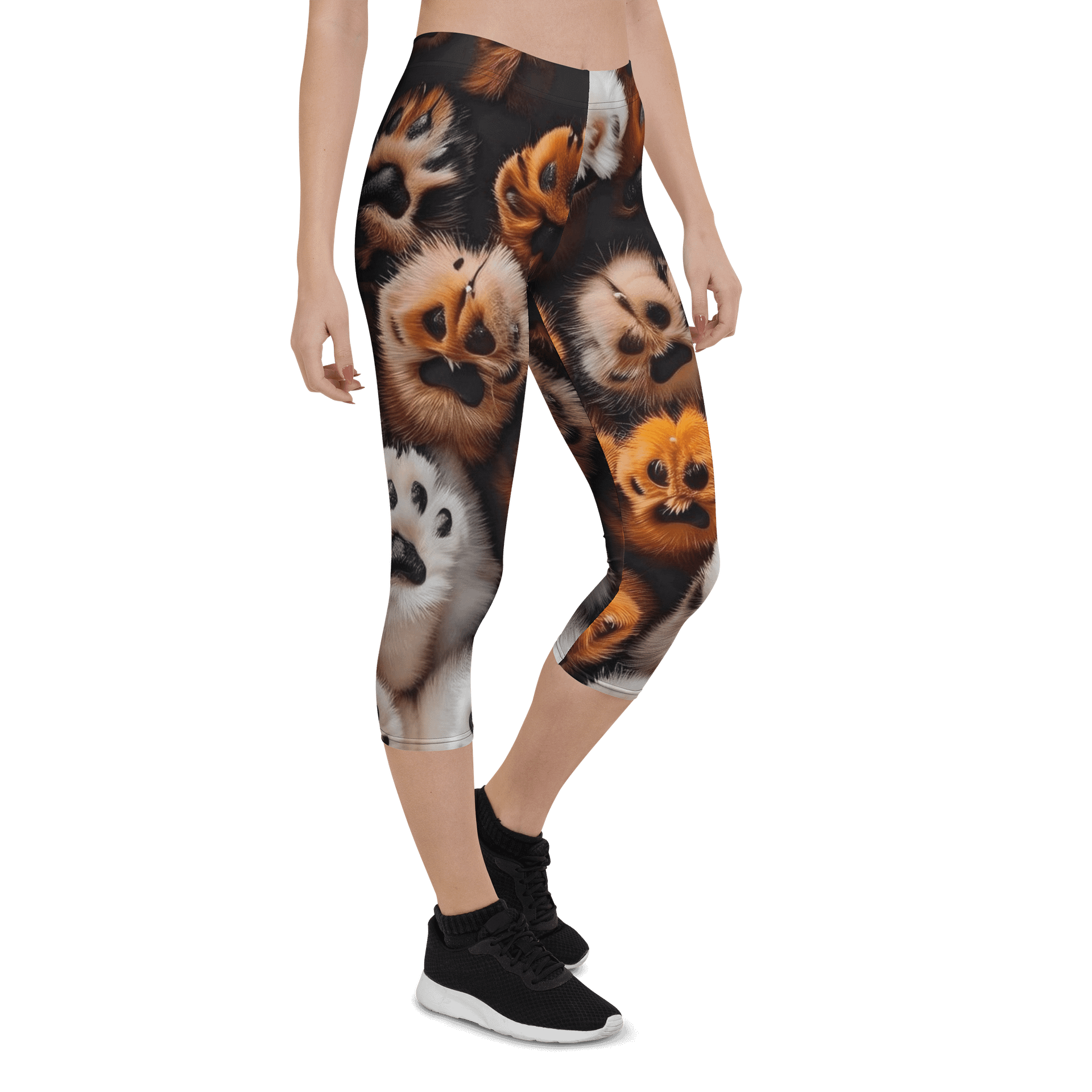 Cute Puppy Faces Print Capri Leggings product image (6)