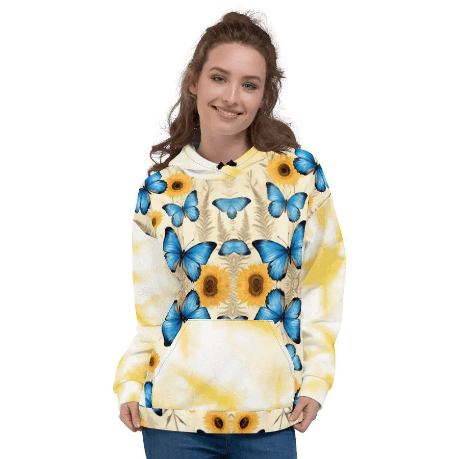 Sunflower and Butterfly Beauty All-Over Unisex Hoodie product image (8)