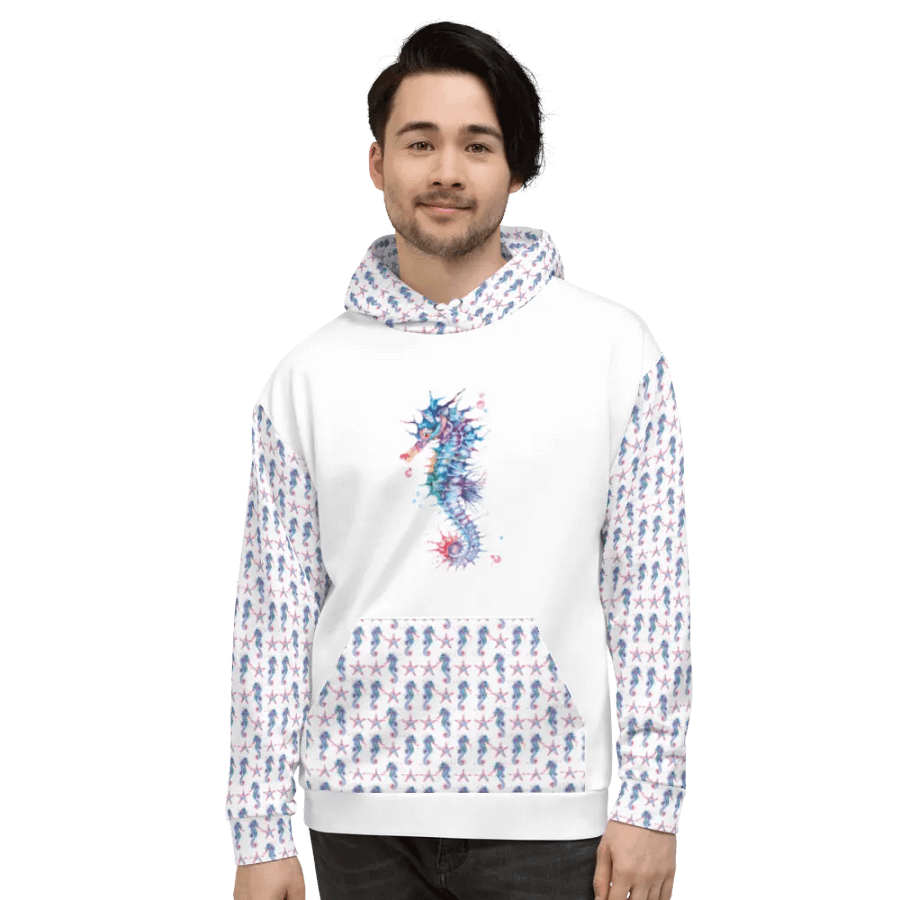Vibrant Watercolour Seahorse Dreams Hoodie product image (4)