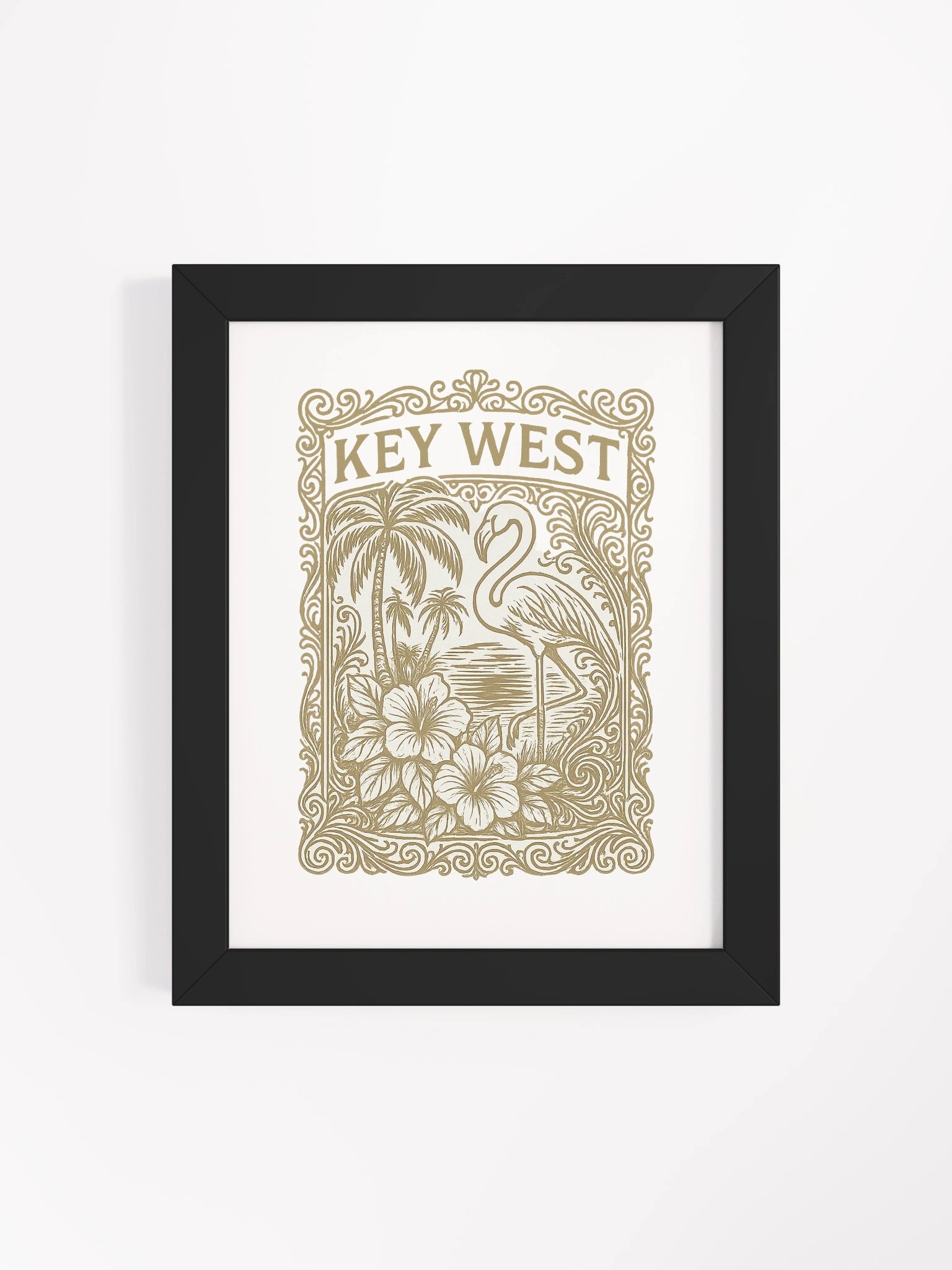 Key West Framed Poster with Flamingo and Hibiscus product image (46)