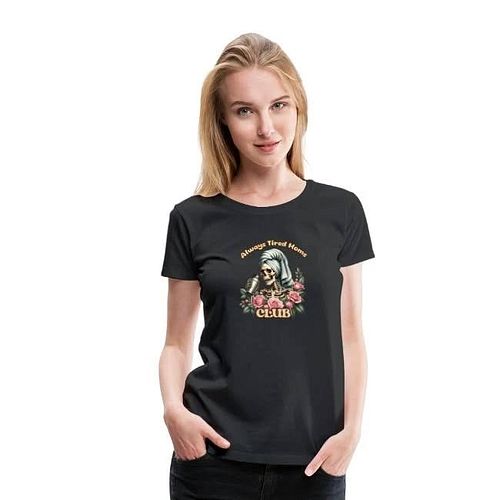 ☕💀 Mom life = Always tired, always caffeinated! Join the club with our Exhausted & Caffeinated: Always Tired Moms Club T-shir...