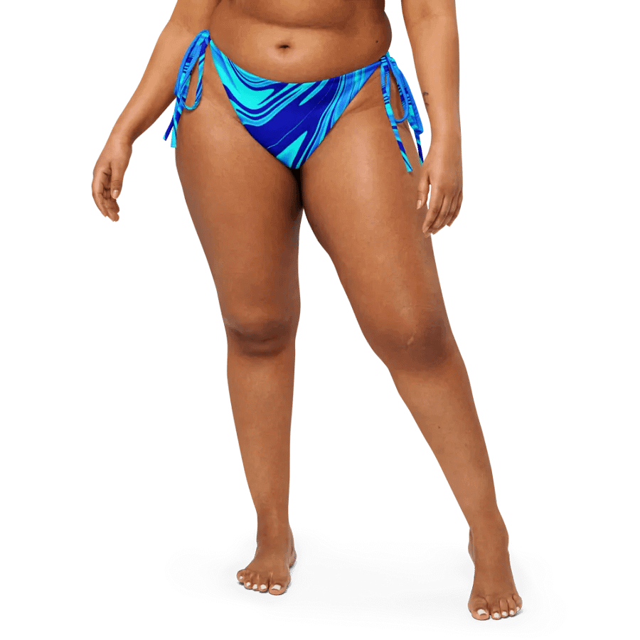 String Bikini Bottom - Light and Dark Blue Digital Fluid Art product image (5)