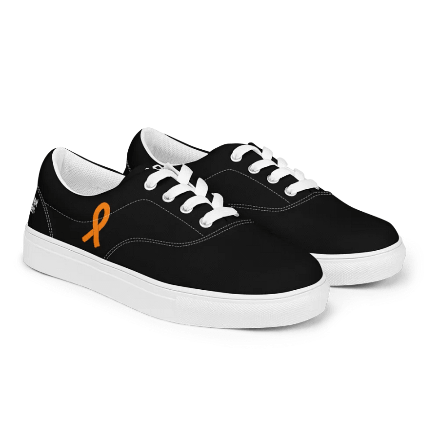 White HApex Gear White Logo Cancer Awareness Orange Ribbon. Black Men's Lace-Up Canvas Shoes product image (10)