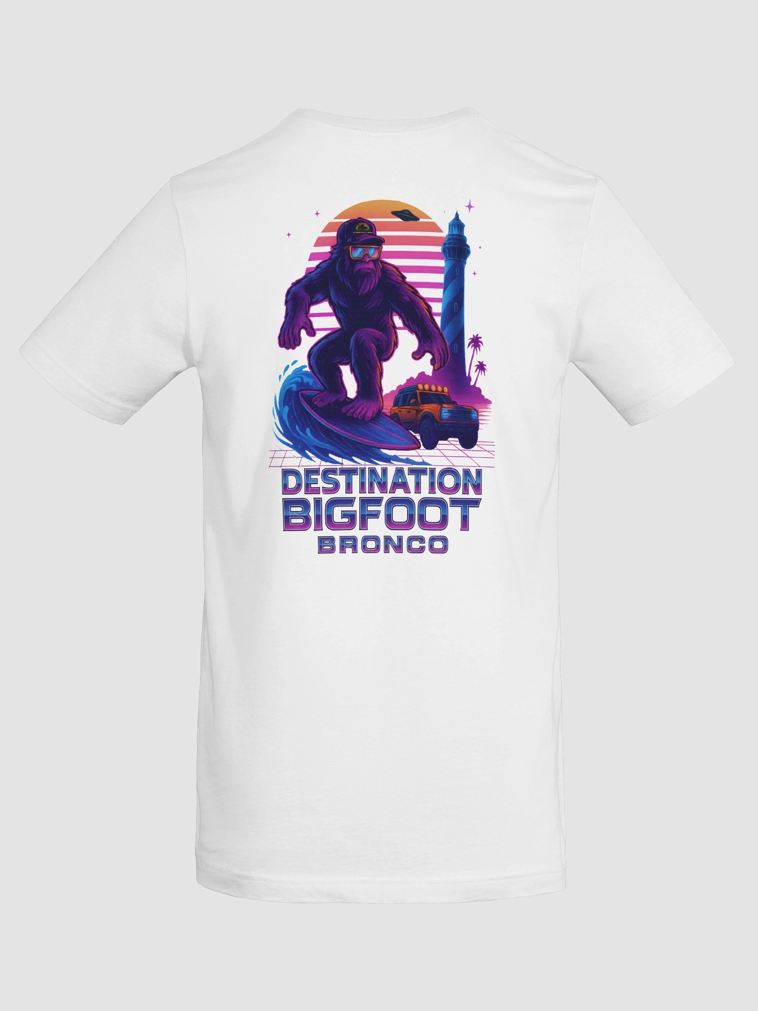 Destination Bigfoot Bronco Synthwave T-Shirt (White) product image (8)