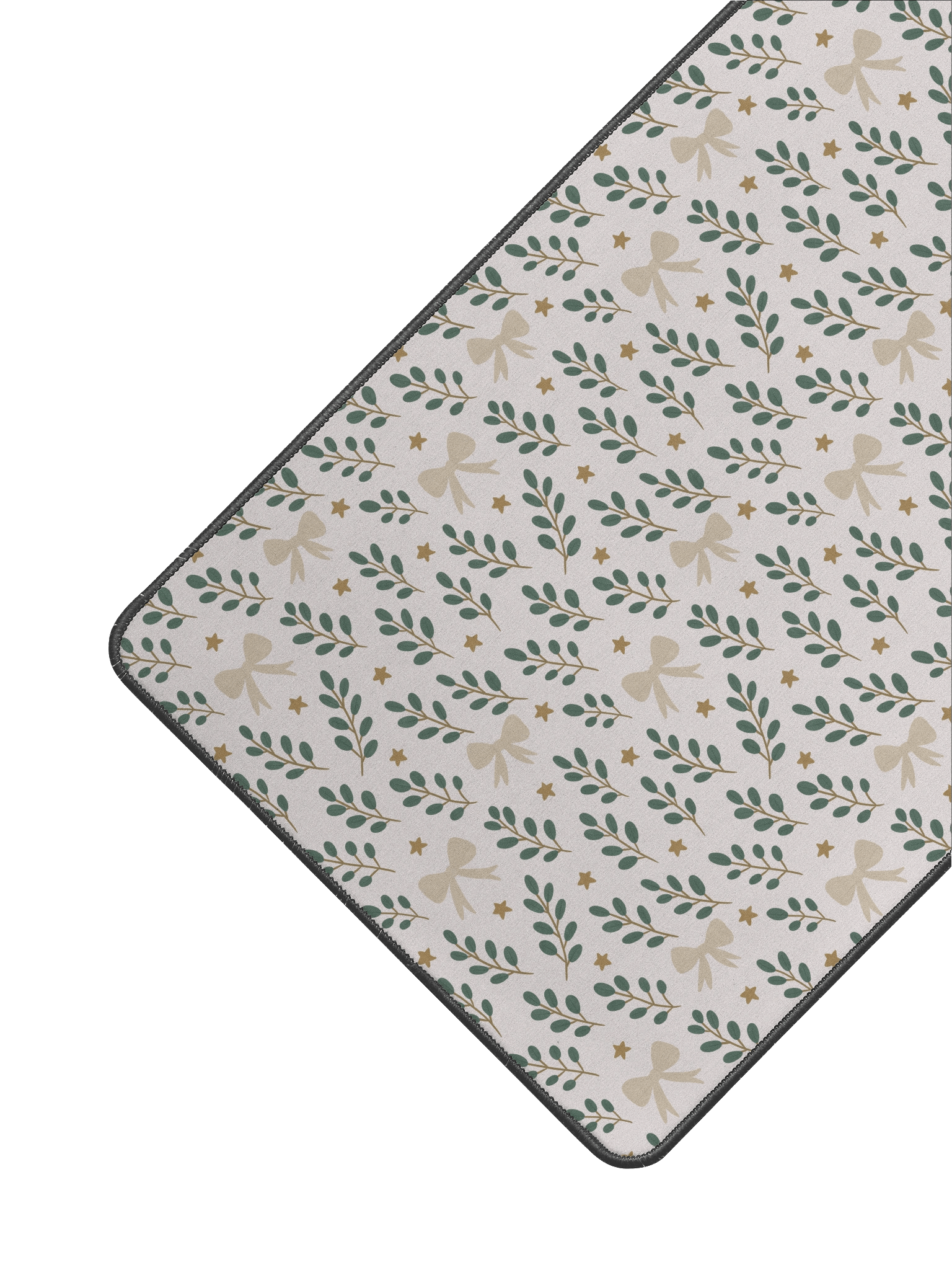 Ribbons & stars botanical Christmas desk mat. Premium holiday workspace mat product image (2)