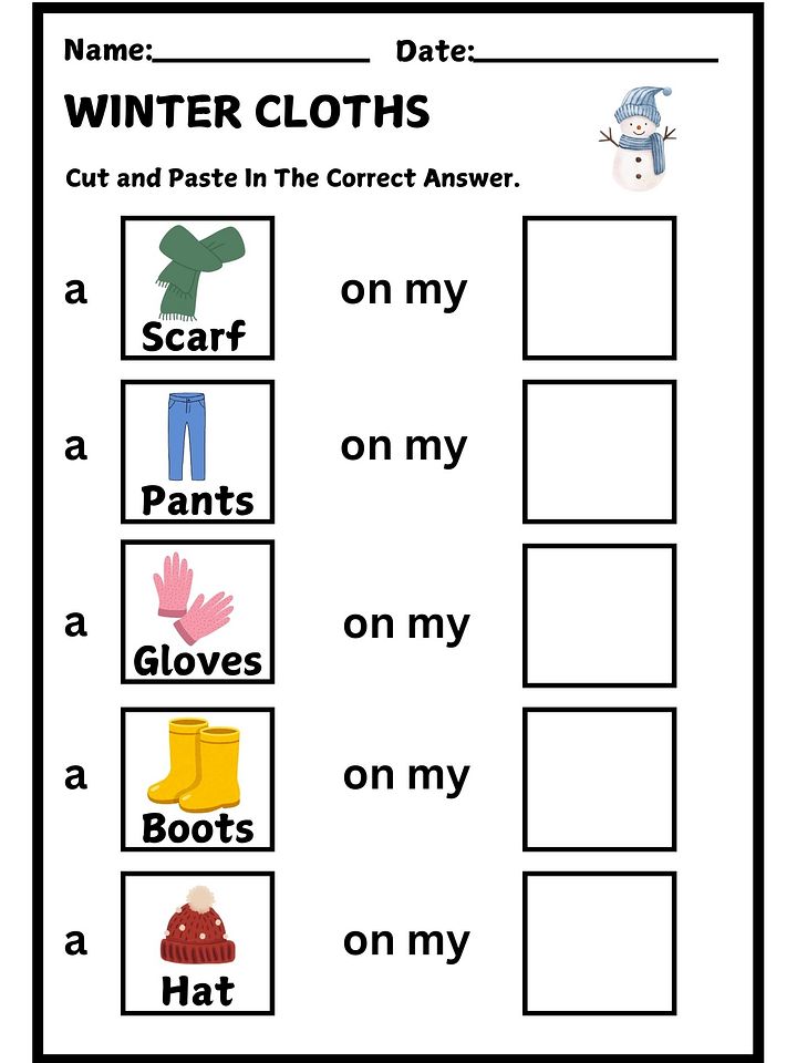 Winter Clothes Worksheets Printable product image (1)