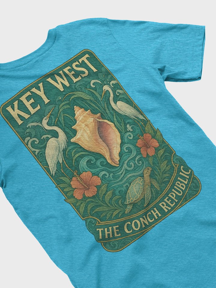 Key West Tropical T-Shirt Ultra Soft Tee with Heron and Turtle Conch Republic Scene product image (1)