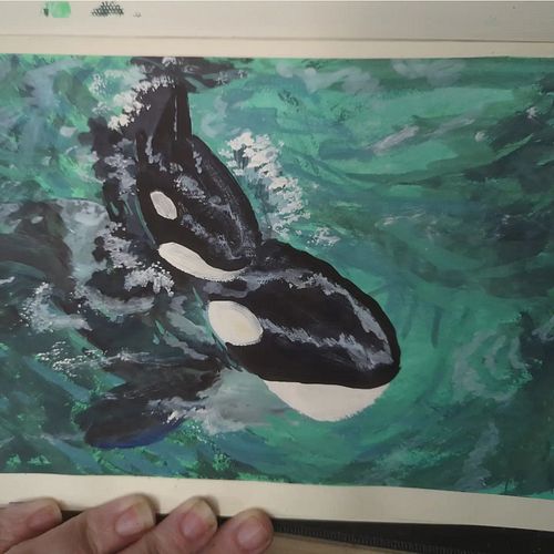 Late night painting of some orca friends #art #nature #ocean #orcas #painting #gouache #himigouache #artpractise #paint