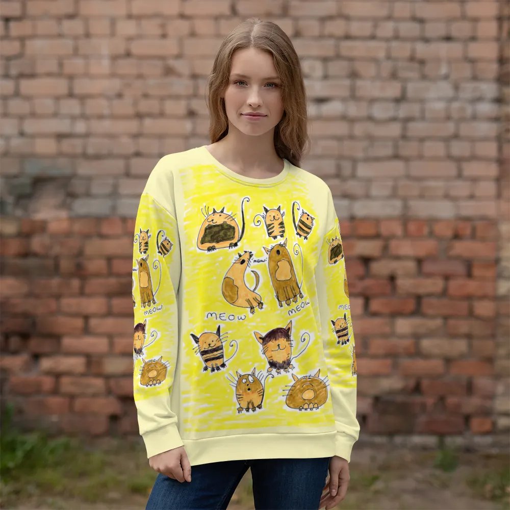 Abstract Doodle Cats Unisex All Over Print Sweatshirt product image (1)