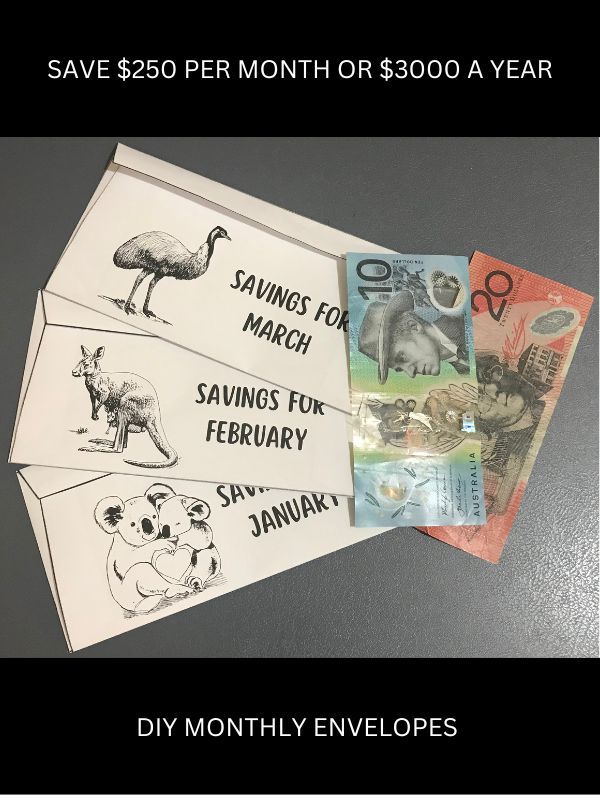 Australian Wildlife Cash Envelope System with Monthly $250 Savings Tracker – Set of 12 product image (2)