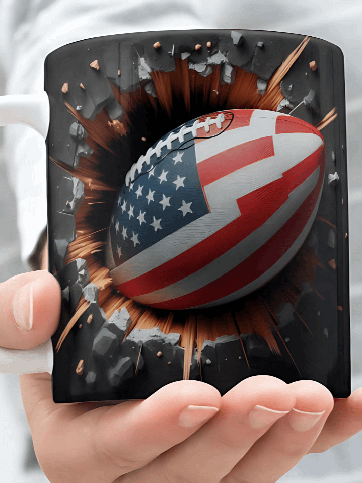 3D American Flag Soccer Ball Mug Wrap PNG – Breaking Wall Sublimation Design for 11oz & 15oz Mugs – Patriotic Sports Theme – Instant Digital Download product image (1)